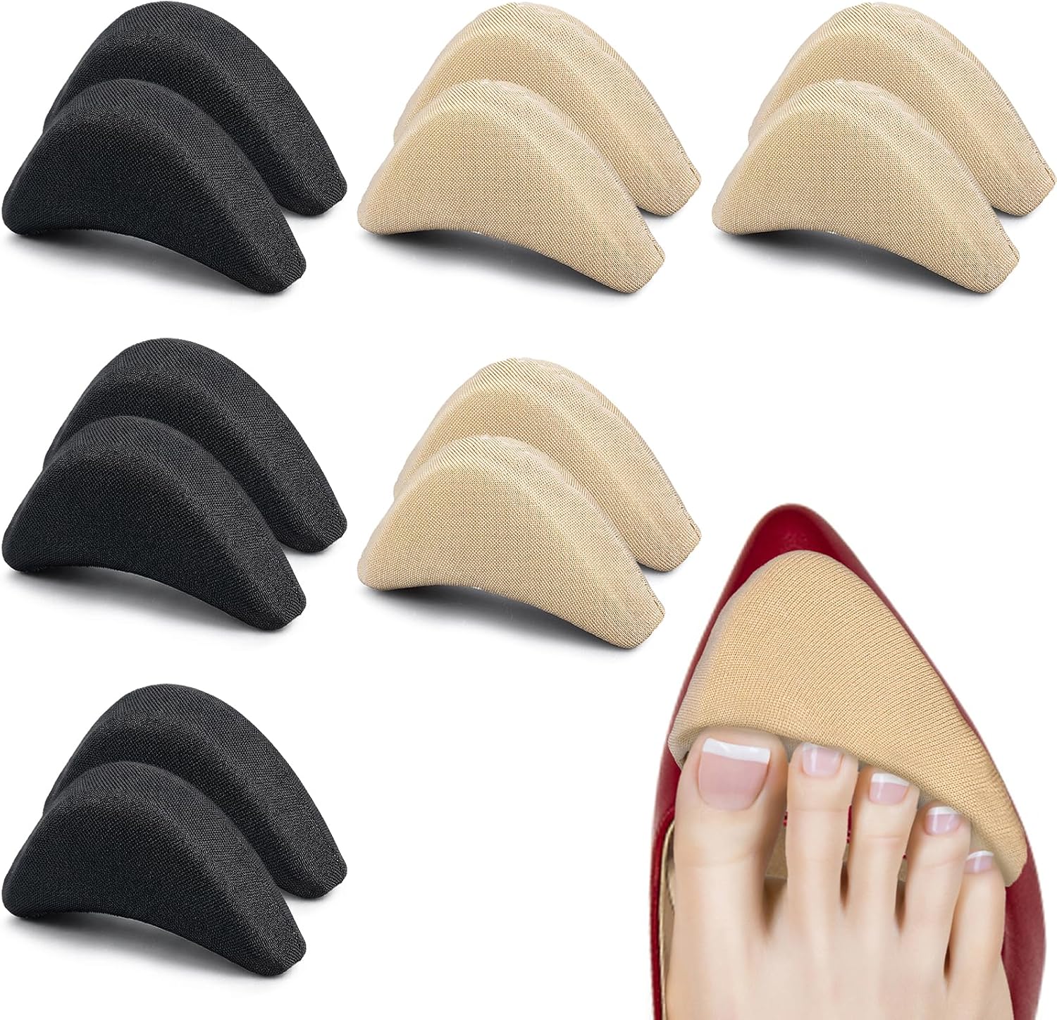 8 Pairs Shoe Filler Heel Pads Toe Cushion for Loose Shoe Foam Shoes Inserts Big Toe Plug Foot Brace Adjust Too Big Shoes for Men Women Sneakers, Heels, Flats, Boots