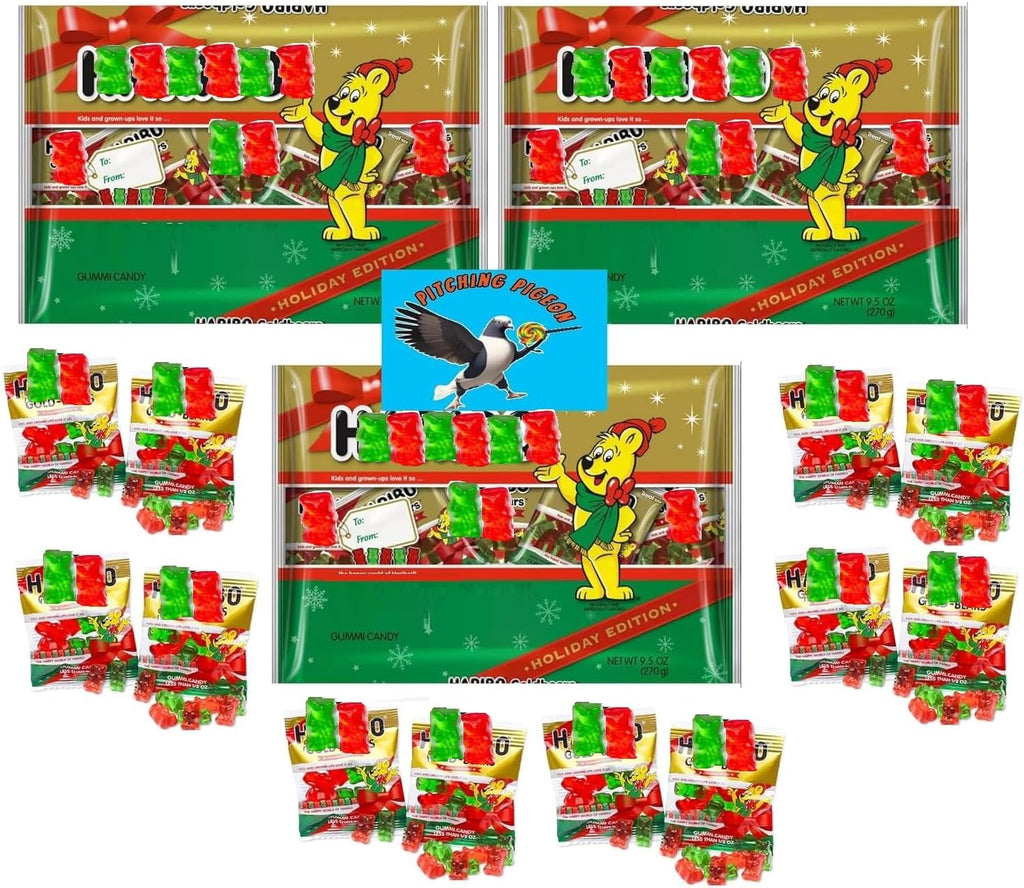 Harbo Christmas Gummy Bears – 72 Treat Size Bags (28.5 oz) – Red, White & Green Holiday Gummies for Stocking Stuffers, Classroom Gifts & Candy Bowls