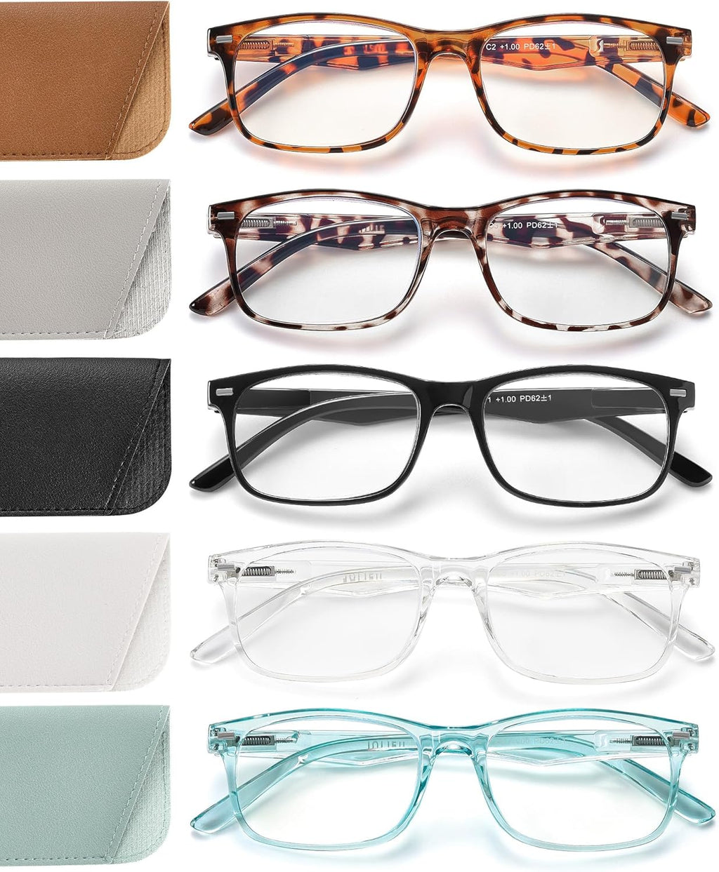 JOLISU 5 Pack Reading Glasses For Women,Spring Hinges, Sturdy and Durable
