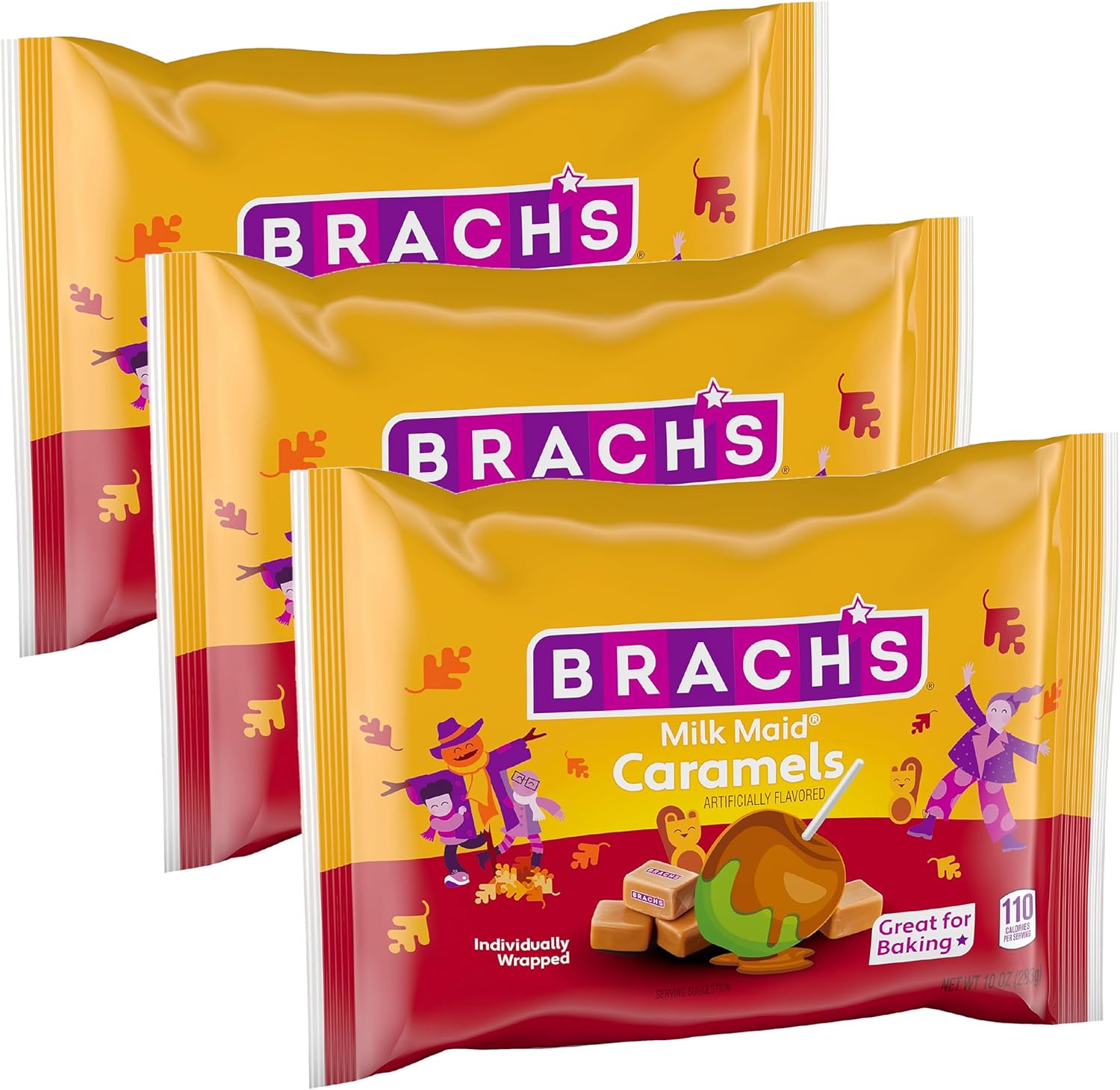 Brach's Milk Maid Caramels, Halloween Candy, 10 oz Bag (Pack of 3)