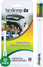 NexTemp Go Disposable Thermometer (12-Pack, Celsius) — Oral Thermometer for Adults, Single Use, Battery Free, Hygienic, Accurate Readings in 10 Seconds, for Home & Travel