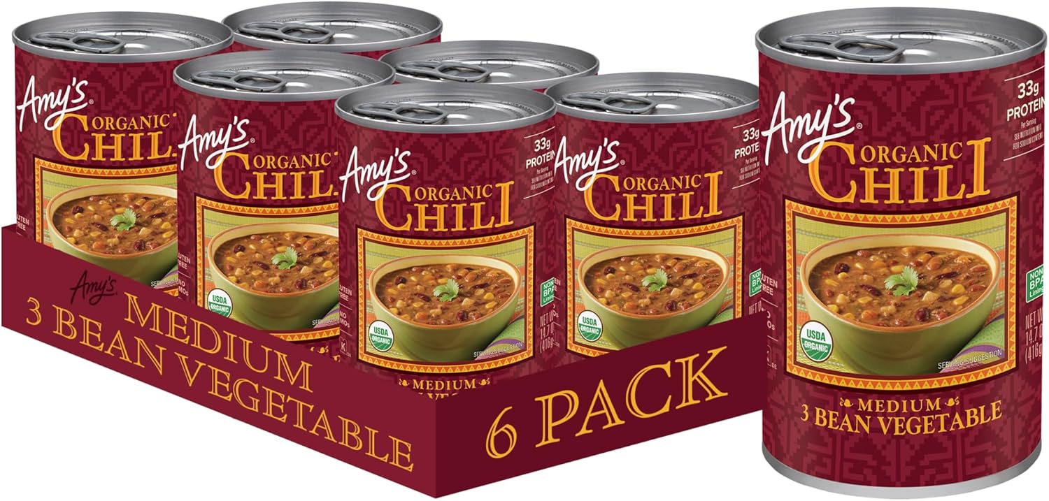Amy's Kitchen Organic 3 Bean Vegetable Chili 6 Pack
