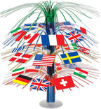 Beistle International World Flags Cascade Table Centerpiece Travel Theme Party Decorations , 18"