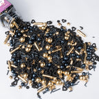 Black & Gold Star Sprinkles for Cake Decorating 4.23ounce - Sugar Mix Contains Gold Star & Pearl Sprinkles for Cupcake Toppers, Ice Cream, Candy, Cookie Decorations - Wedding Party Supplies