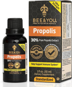 Bee and You Propolis Liquid Extract Drops, 30% Propolis, Ultra Pure, Immune Support Supplement, Sore Throat, Allergy Relief, Respiratory, Antioxidants, Keto, Paleo, Gluten-Free, 1 Fl Oz