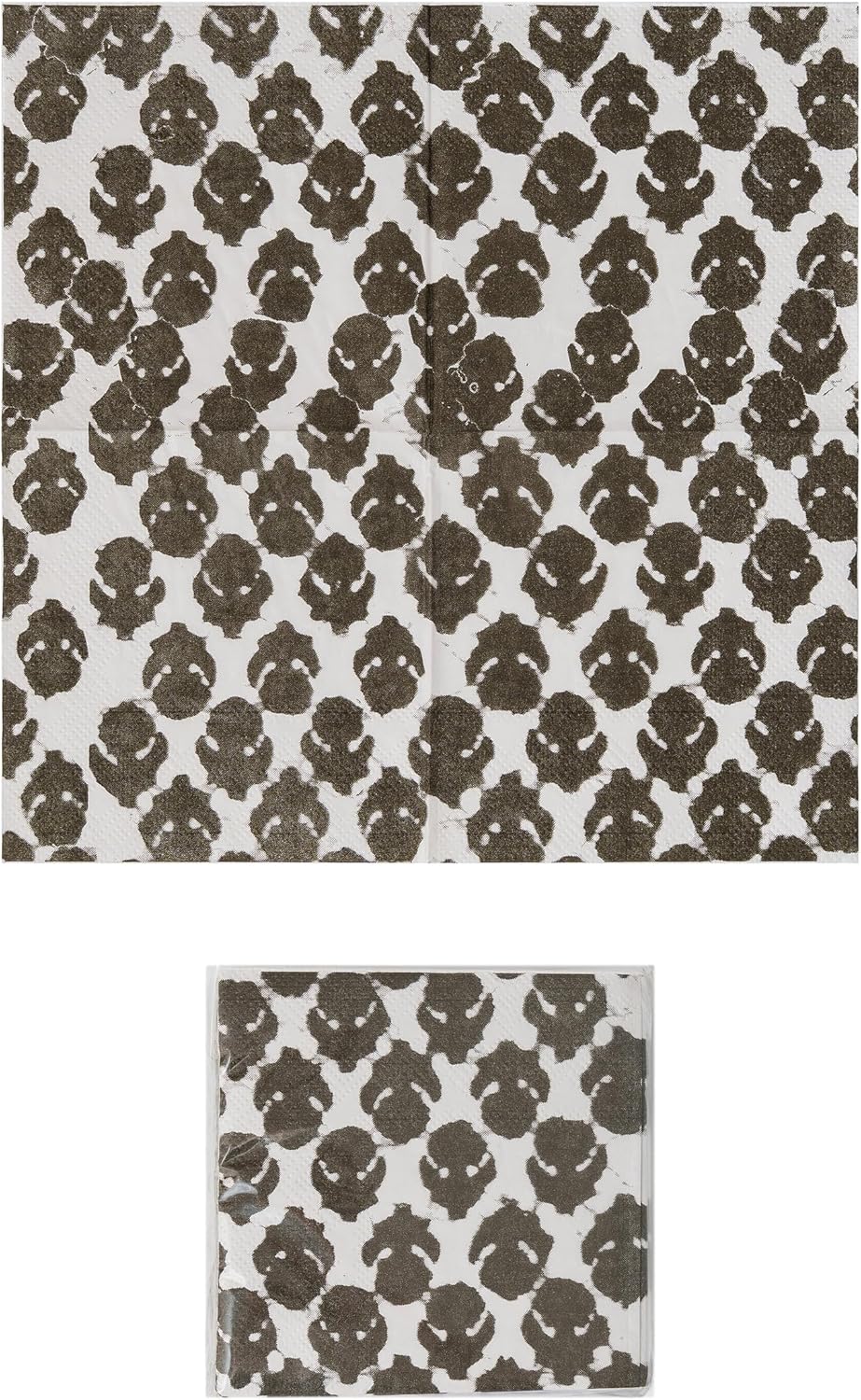 Creative Co-Op Paper Cocktail Napkins with Leaf Pattern Design, Cream and Black, Set of 50