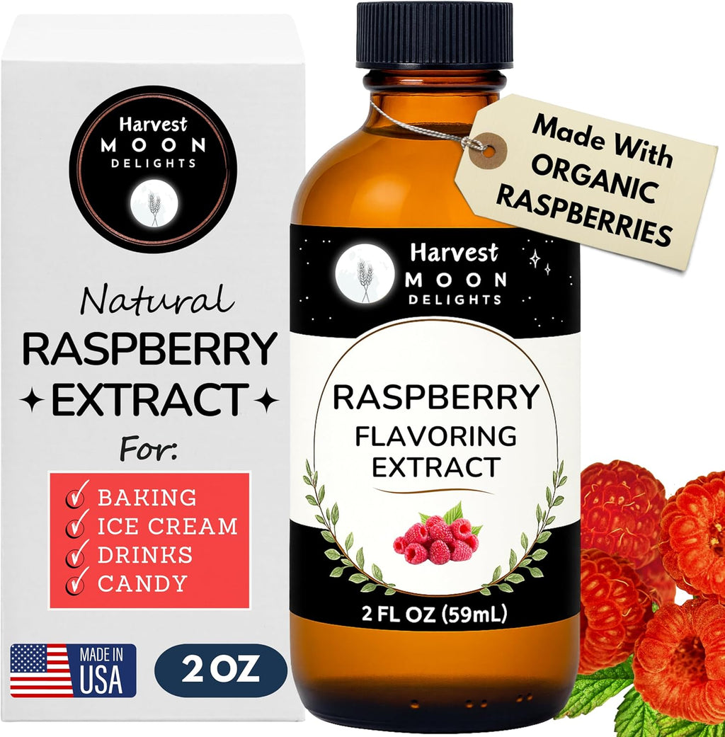 Natural Raspberry Extract for Baking, Drinks, Ice Cream and Candy - 2 Oz - Harvest Moon Delights - Raspberry Flavoring, Flavor