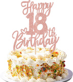 1 PCS Happy 18th Birthday Cake Topper Glitter Cheers to 18 Years Birthday Cake Pick Eighteen Hello 18 Fabulous Cake Decorations for Happy 18th Birthday Anniversary Party Supplies Rose Gold