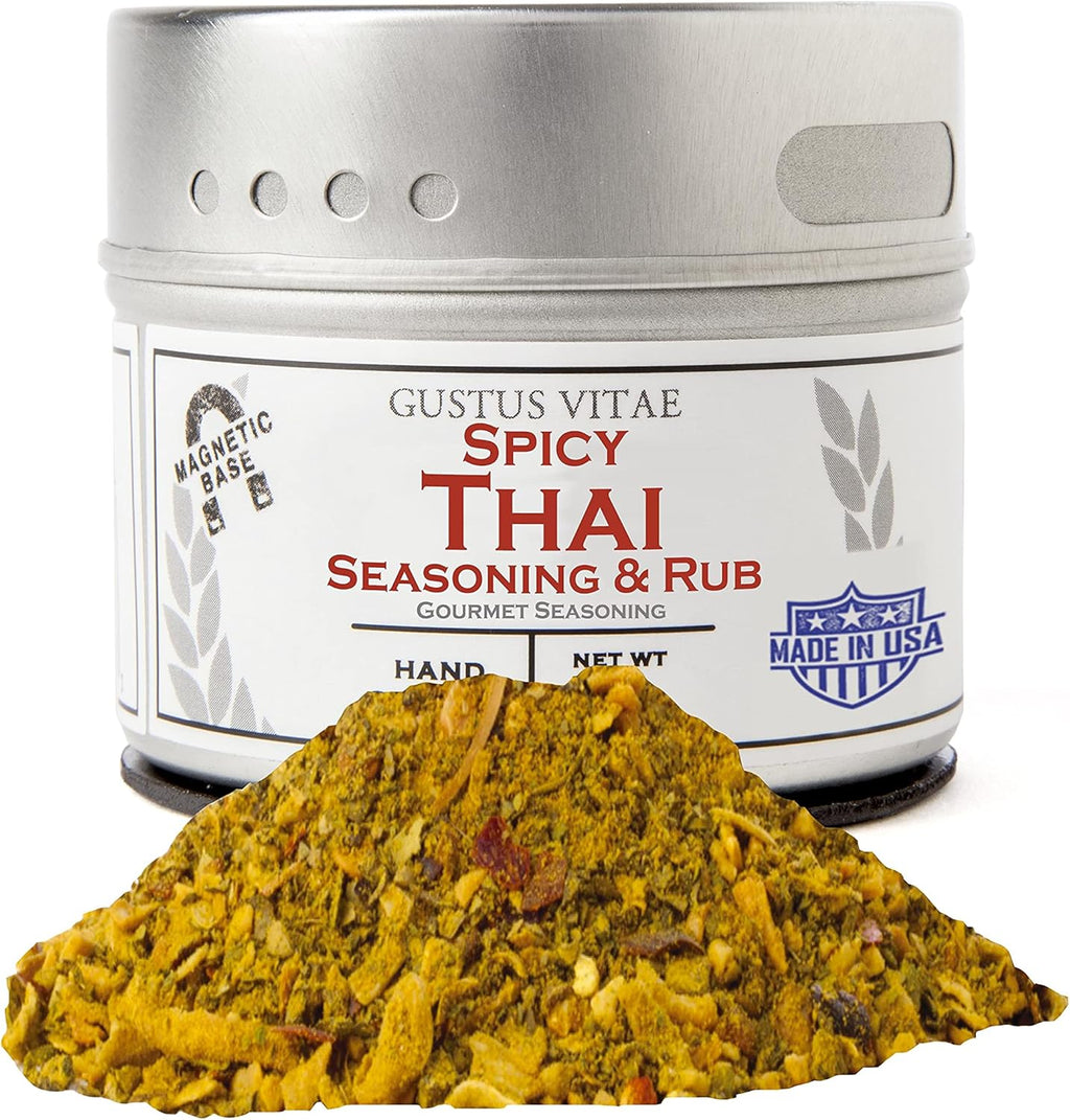 Gustus Vitae - Spicy Thai Seasoning - Non GMO - Magnetic Tin - Authentic Gourmet Spice Blend - Crafted in Small Batches
