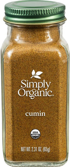 Simply Organic Ground Cumin Seed, 2.31 Ounce Glass Jar, Rich, Warm, Complex Earthy Spice Flavor, Certified Organic, Kosher