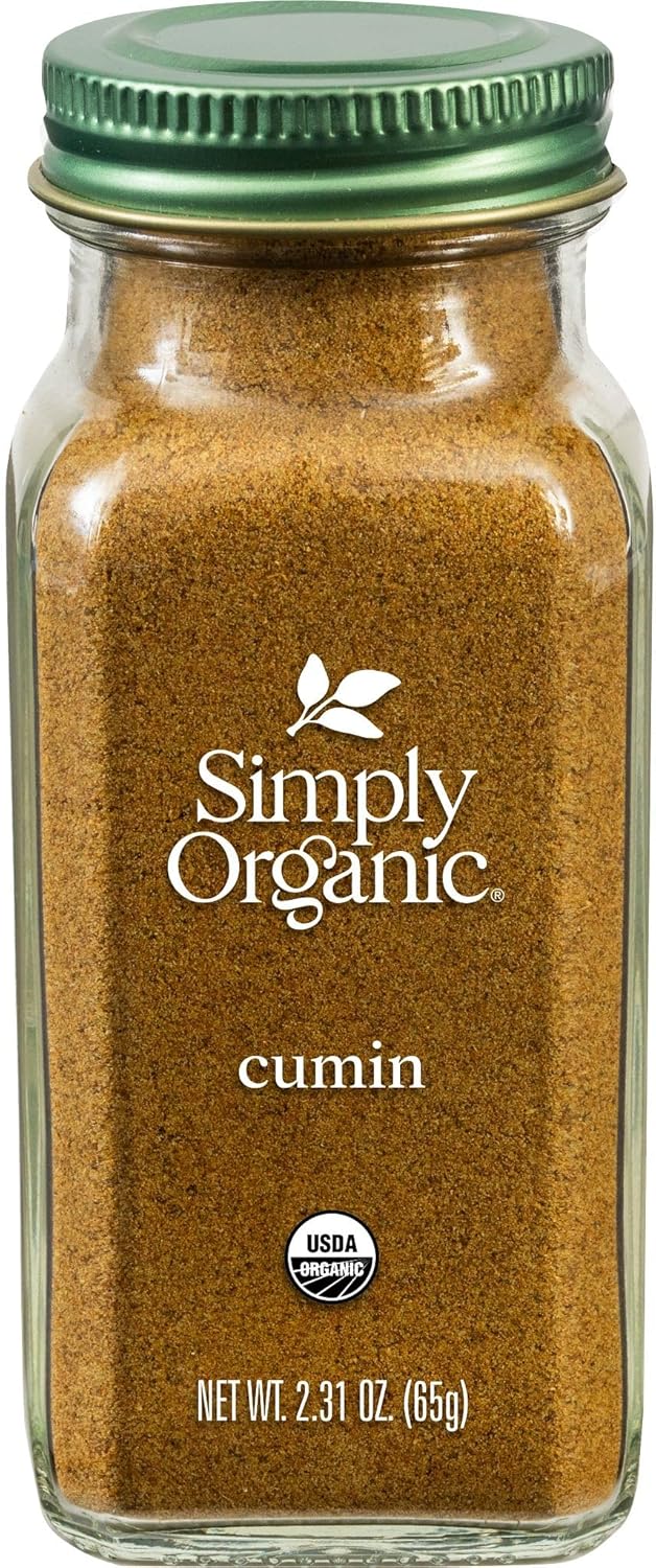 Simply Organic Ground Cumin Seed, 2.31 Ounce Glass Jar, Rich, Warm, Complex Earthy Spice Flavor, Certified Organic, Kosher