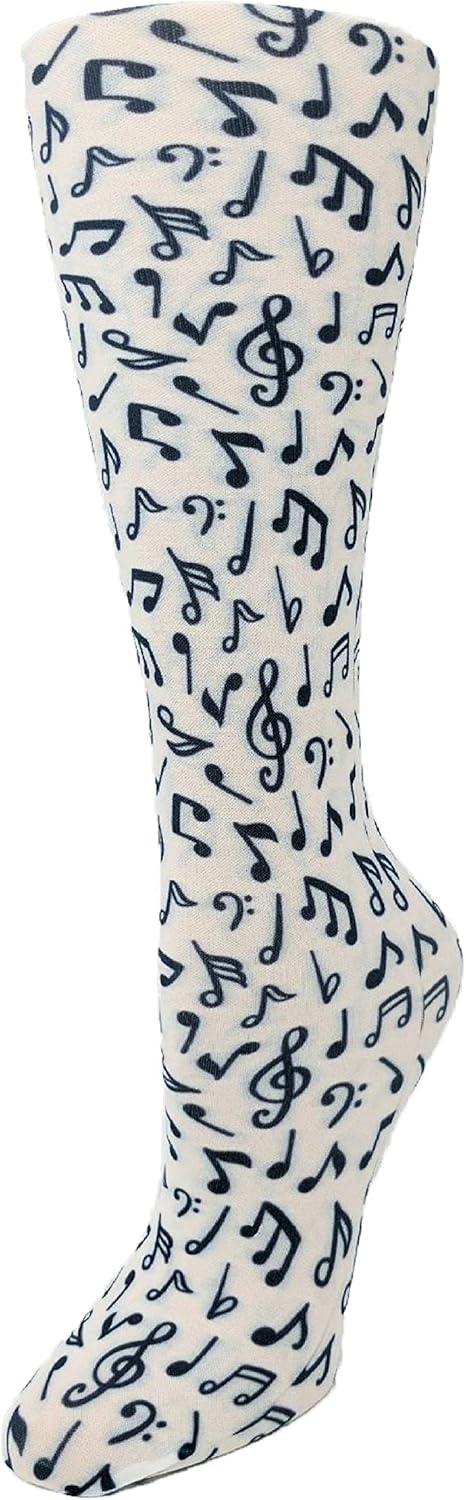 Cutieful Therapeutic Sheer 8-15 mmHg Compression Hosiery - Music Notes