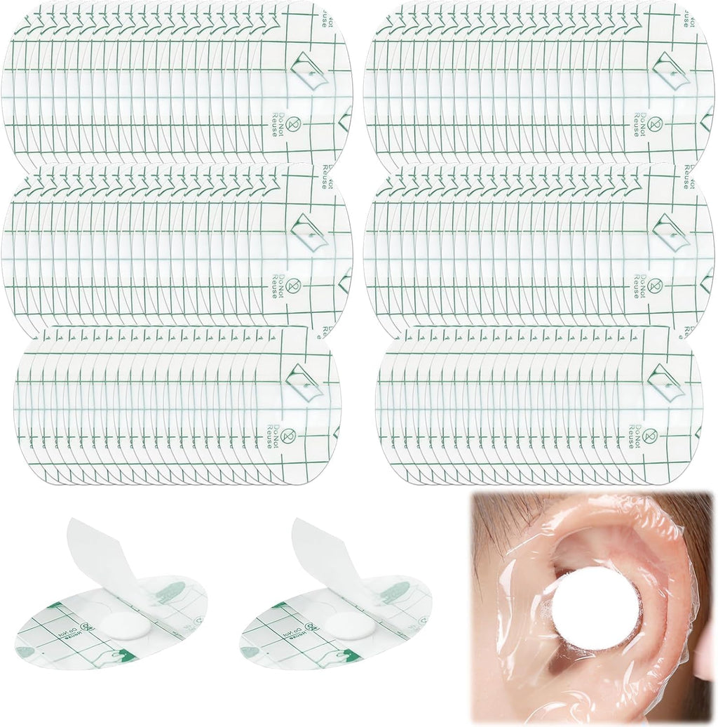 Waterproof Ear Stickers Covers for Shower, Disposable Hypoallergenic Swimming Ear Stickers with Soft Cotton Ear Plugs, Suitable for Family Use by Bathing (120PCS(L 80 +S 40), Large)