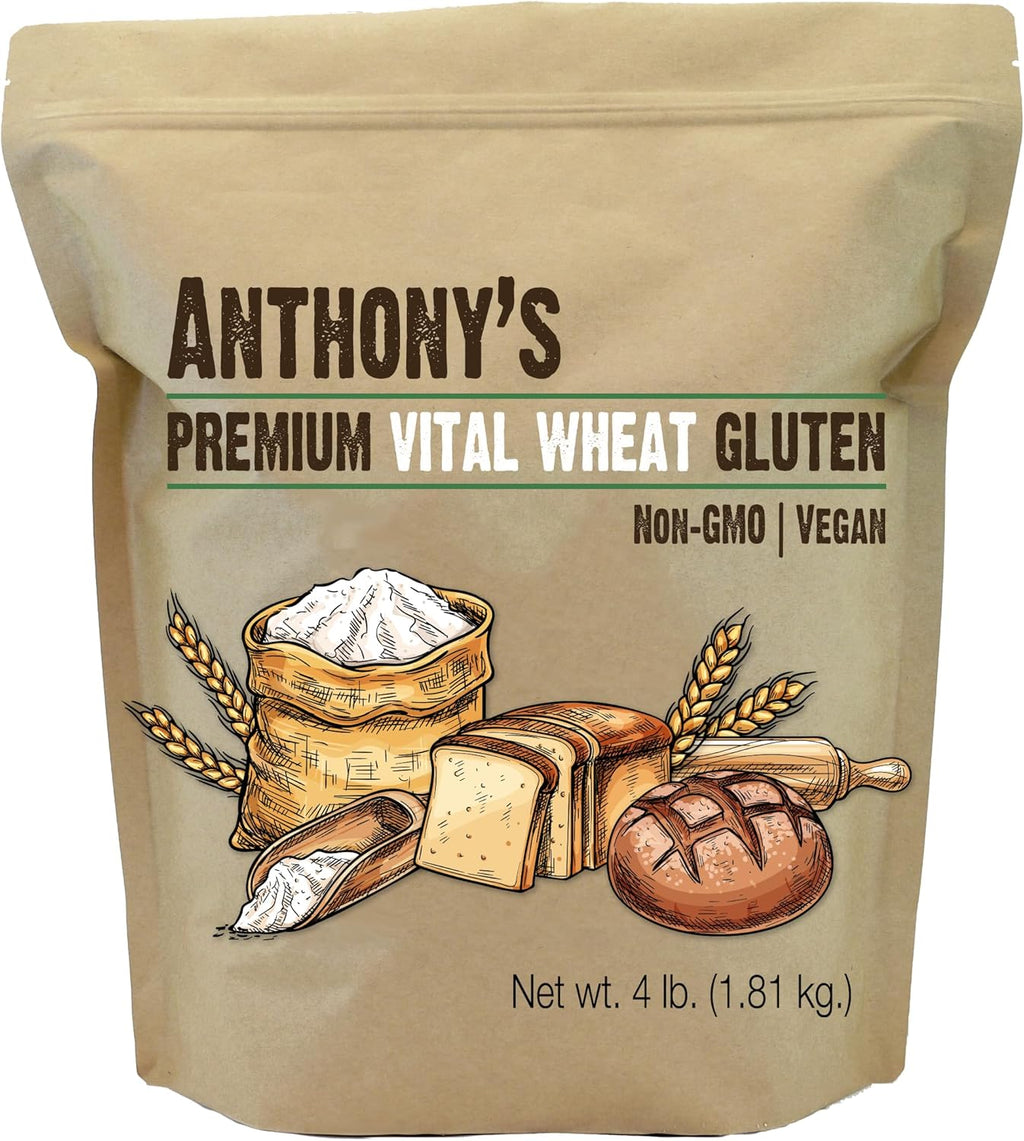 Anthony's Vital Wheat Gluten, 4 lb, Vegan, Non GMO, Keto Friendly, Low Carb
