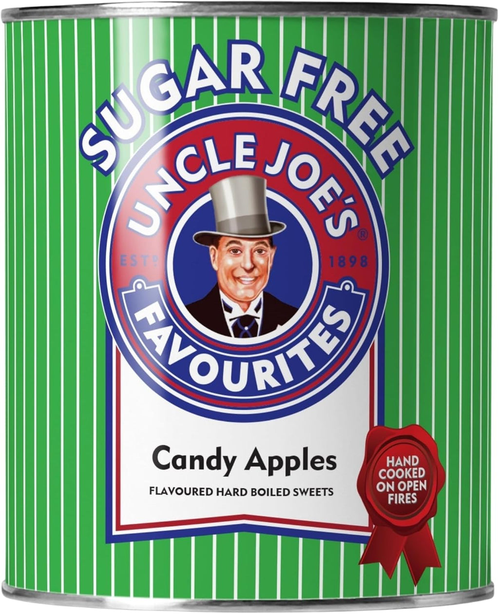 Uncle Joe’s Sugar Free Candy Apples 120g Tin (4.23oz) | British Hard Boiled Sweets | Individually Wrapped Zero Sugar Apple Hard Candy Gift Tin | Old Fashioned Treat, UK Confectionery from England