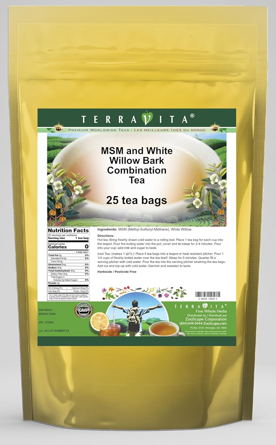 MSM and White Willow Bark Combination Tea (25 tea bags, ZIN: 512929)