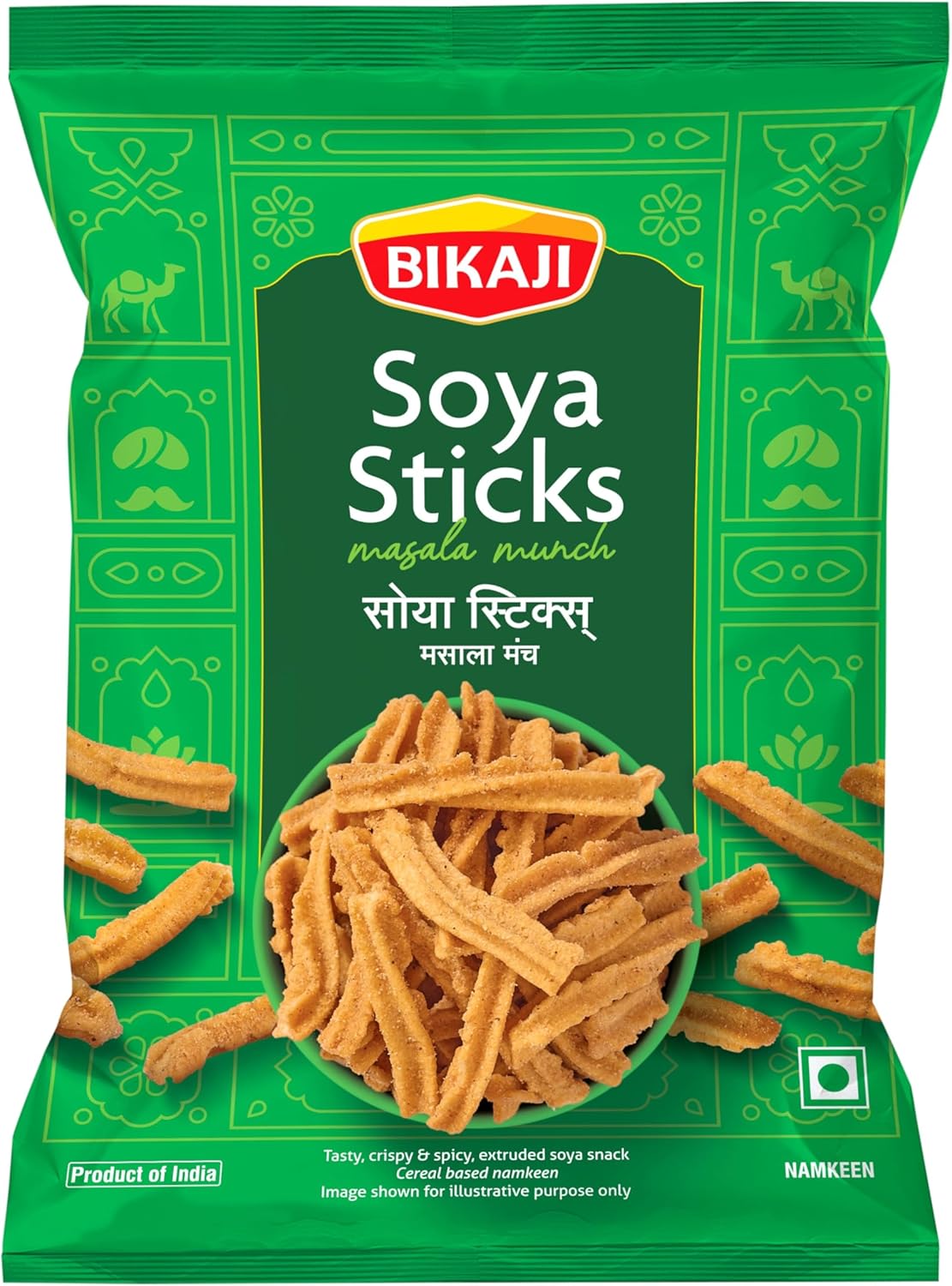 Bikaji Soya Sticks Masala Munch 7.05 oz (200g), Spicy and Crunchy Indian Snack, Tasty and Flavorful, Anytime Munch, Party Mix, Bar Snacks, Ready-to-Eat