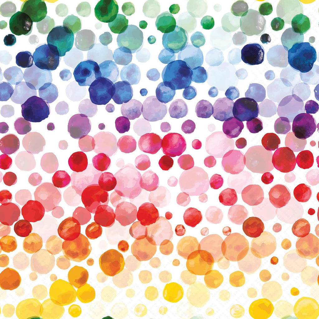 IHR Ideal Home Range Party Napkins Disposable 3-Ply Paper Lunch Napkin Pack, 6.5" x 6.5", Rainbow Dots, 20-Count