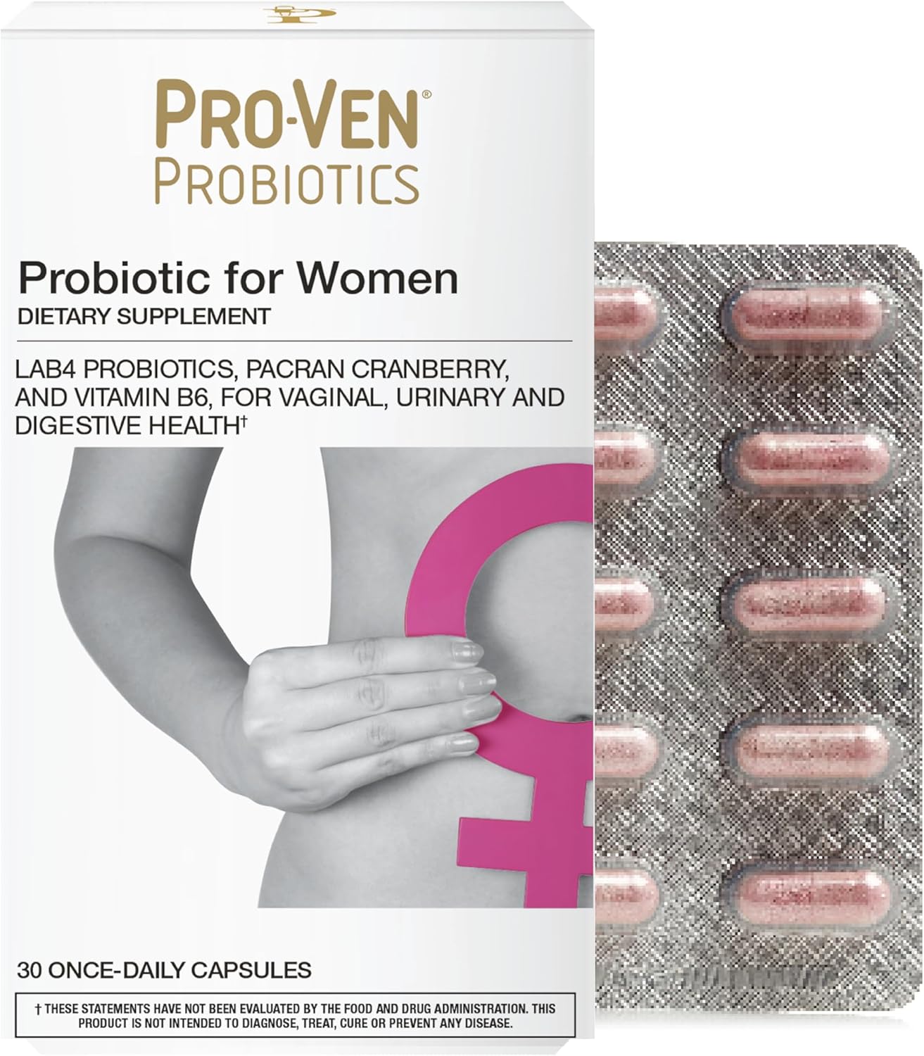 Pro-Ven Probiotics for Women | 17.5 Billion CFU | Vaginal, Urinary Tract & Digestive Health | Lactobacillus Acidophilus, Cranberry & Vitamin B6 | 30 Capsules | Vegetarian, Gluten Free & Lactose Free