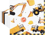 40 Pack Construction Party Paper Napkins – 13 x 13 Inches Disposable Napkins with Excavator, Dump Truck, Cement Mixer, and Traffic Sign Designs for Birthday Parties and Construction-Themed Events