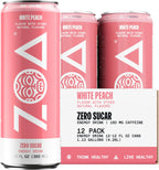 ZOA Zero Sugar Energy Drinks - White Peach | Healthy Energy Formula with Natural Caffeine, Daily Vitamin C, Essential B-Vitamins | Gluten-Free, Keto Friendly | 12 Ounce Cans (Pack Of 12)