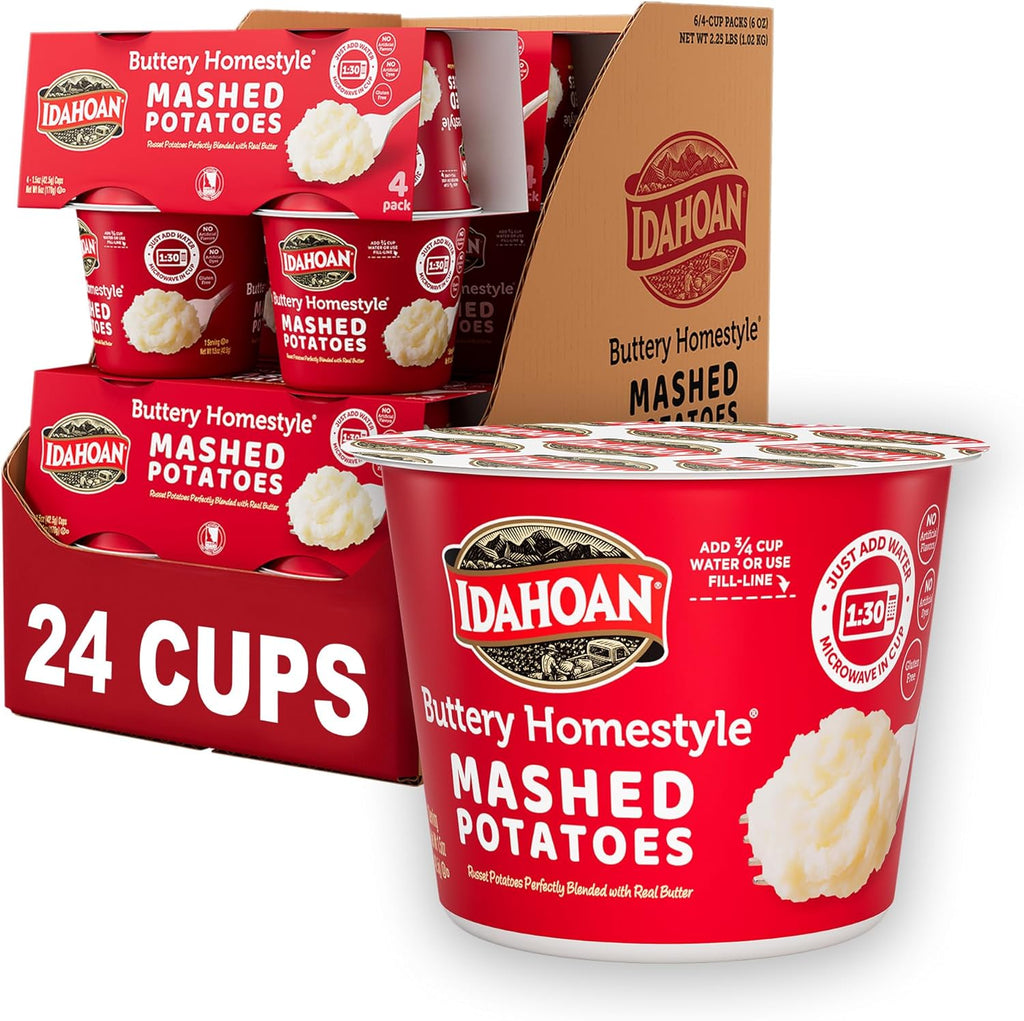 Idahoan Buttery Homestyle Mashed Potatoes Cup, 1.5oz (Pack of 24)