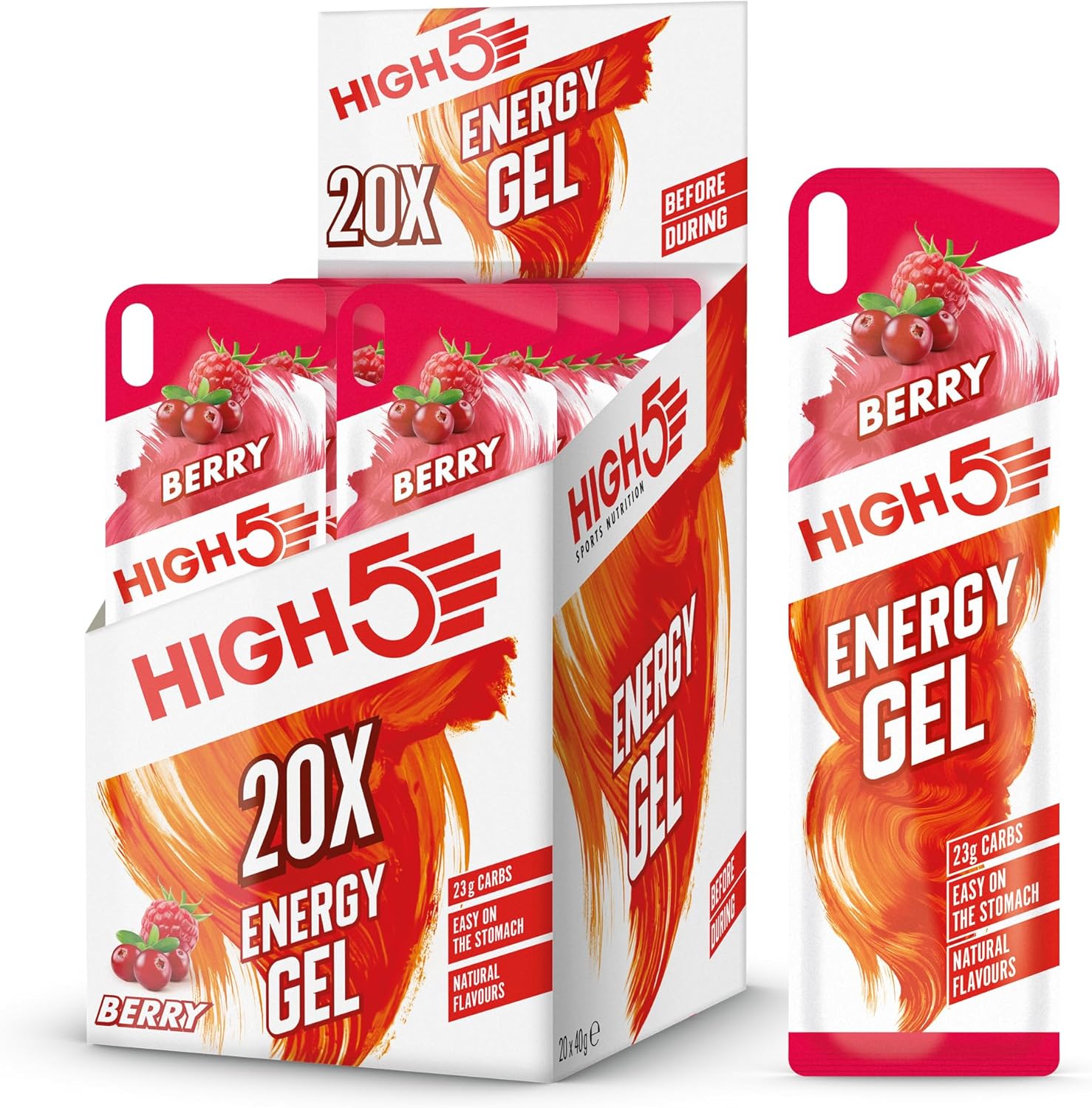 HIGH5 Energy Gel Quick Release Energy On The Go From Natural Fruit Juice (Berry, 20 x 40g)