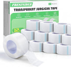 FRESINIDER Clear Medical Tape, Transparent Surgical Tape 12 Rolls, 1" x 10 Yards, Breathable Hypoallergenic Adhesive, Easy Tear for Gauze Pads, Wound Care & First Aid
