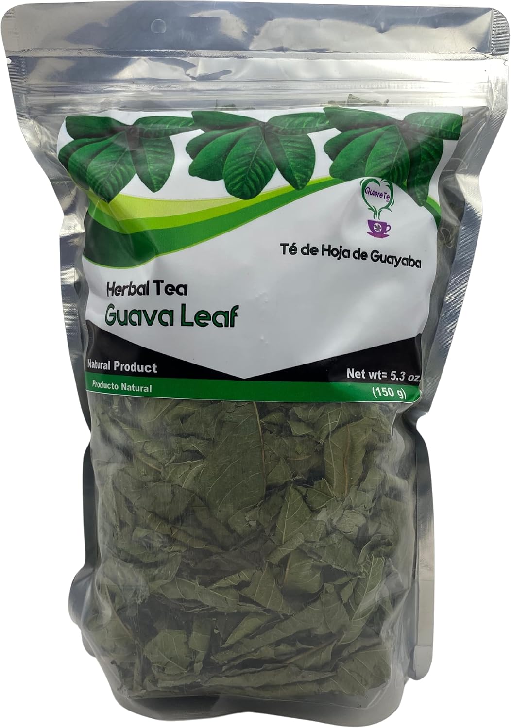 Guava Leaves, Quiere Te, 5.3 oz (150 grams), Up to 200 Cups, Dried Whole Leaves, Psidium Guajava, Guava Herbal Loose Leaf Tea, Guayaba Tea, Resealable Bag, Product From Mexico, 100% Natural