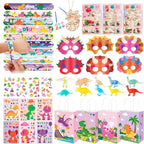 Vanblue 96Pcs Pink Dinosaur Party Favors, Dino Themed Party Birthday Decorations, Decorate The Birthday Party Supplies for The Girls, Gifts Fillers Classroom Rewards Goodie Bag Stuffers