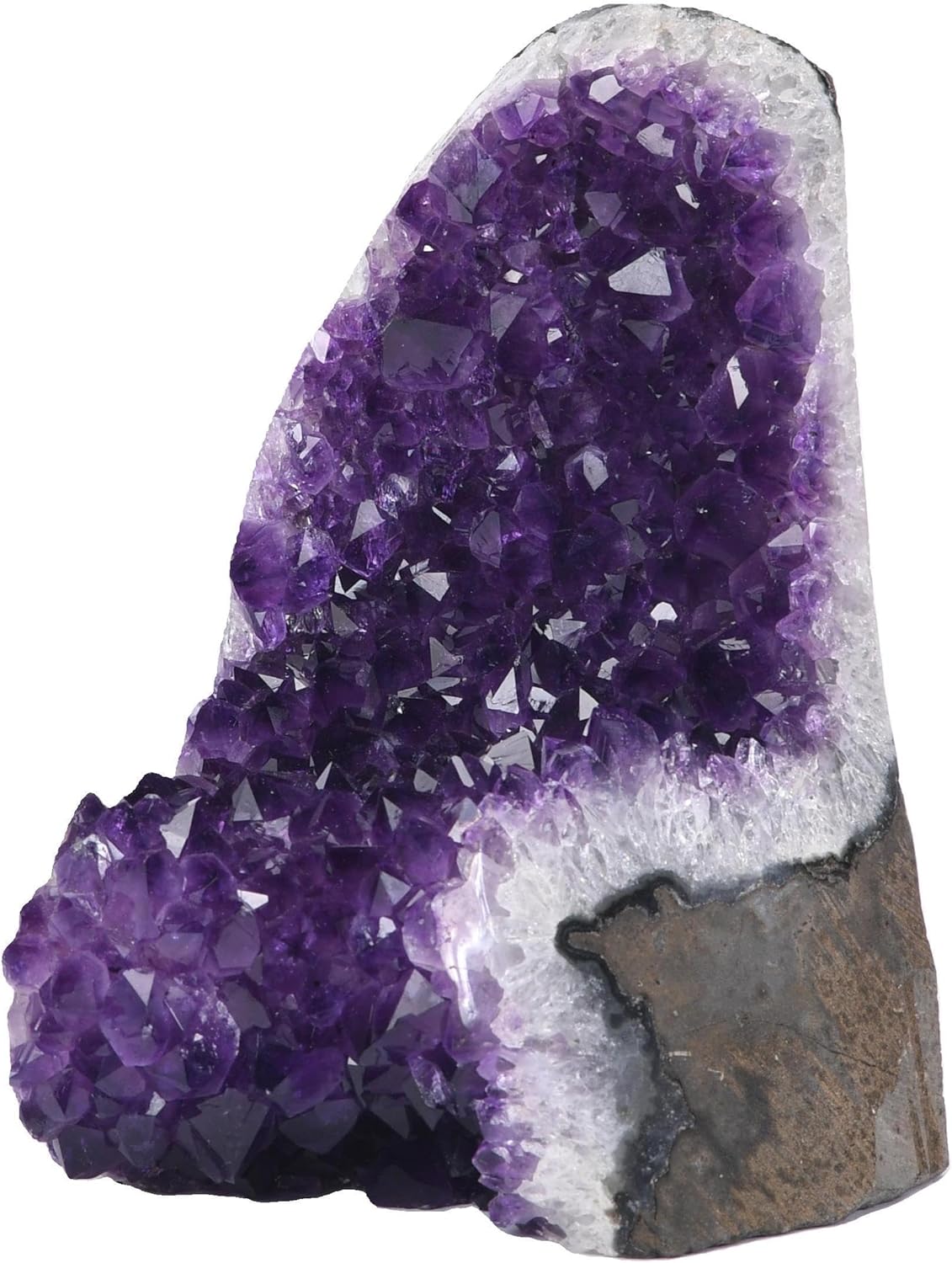 Extreme Rocks & Fossils Natural Amethyst Cluster with Polished Edges [1.5 to 2 lb.] Real Raw Geode Healing Crystal Rock from Uruguay, Deep Purple Decor and a Free Velvet Pouch of Rose Quartz