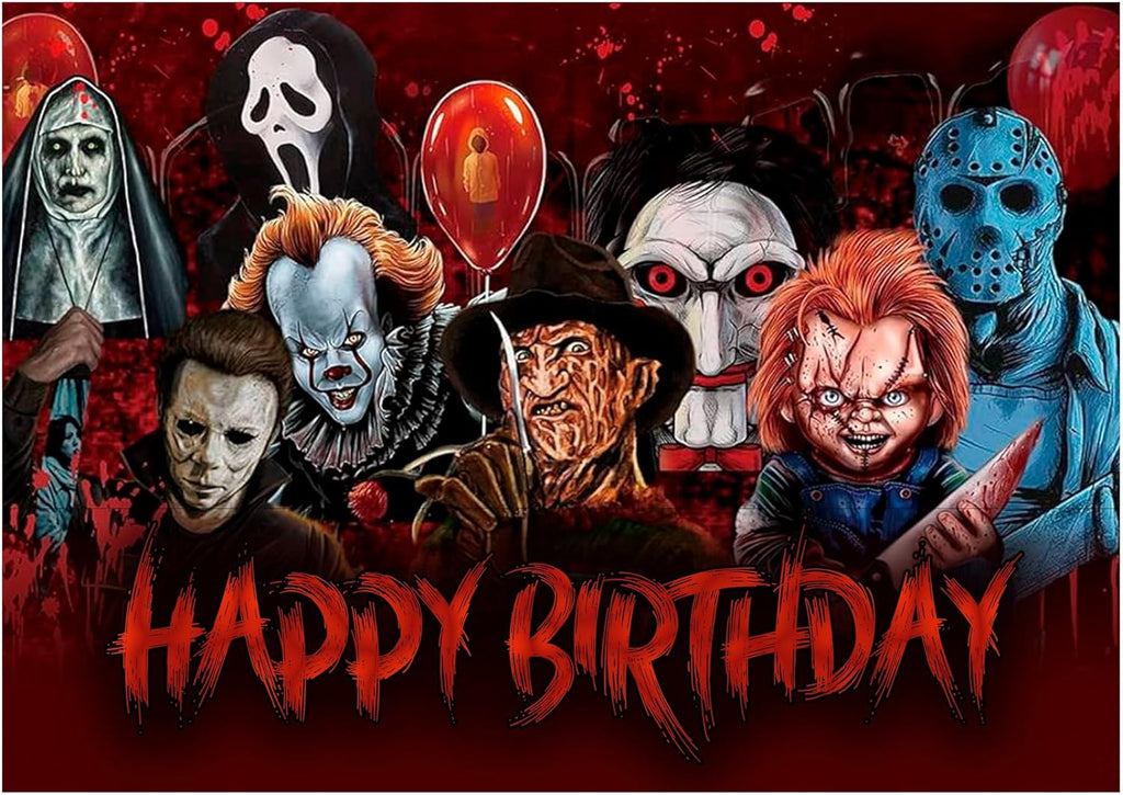 8.3 x 11.7 Inch Edible Square Cake Toppers – Horror Themed Birthday Party Collection of Edible Cake Decorations