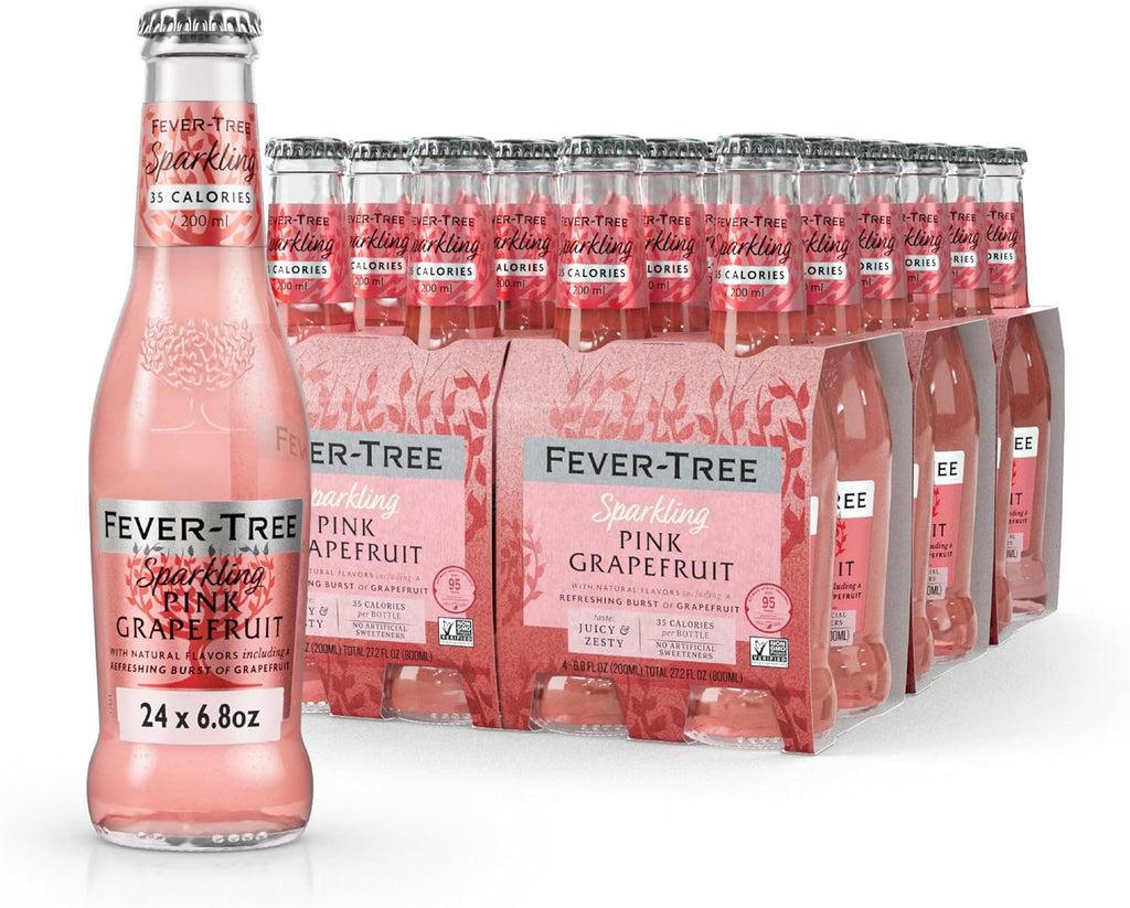 Fever-Tree Sparkling Pink Grapefruit – Premium Soda Mixer for Cocktails and Mocktails, 6.8 fl oz Bottles, Pack of 24 – Naturally Sourced, Non-GMO