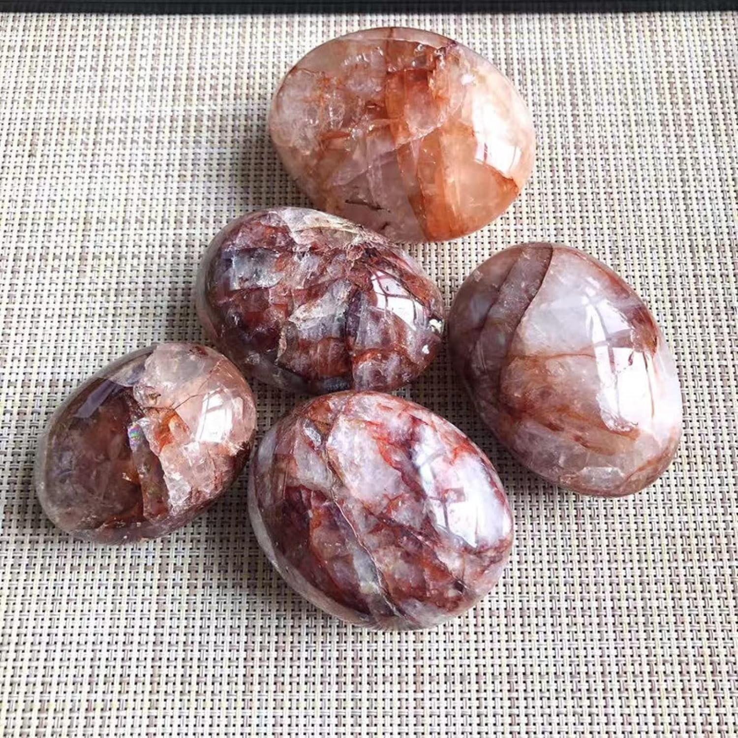 Natural Stones Quartz Minerals Gemstones Crystals Massage Palm Gems Home Decoration,Red Healer,40-60mm