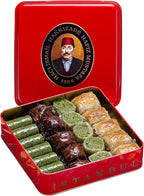 Hafiz Mustafa 1864 Istanbul Baklava Pastry Box - Baked Baklava Dessert Snacks Made from Fresh Phyllo Dough Sheets, Pistachio, Hazelnut, Walnut - Turkish Sweets Tray Gift Ideas for Birthday, Christmas