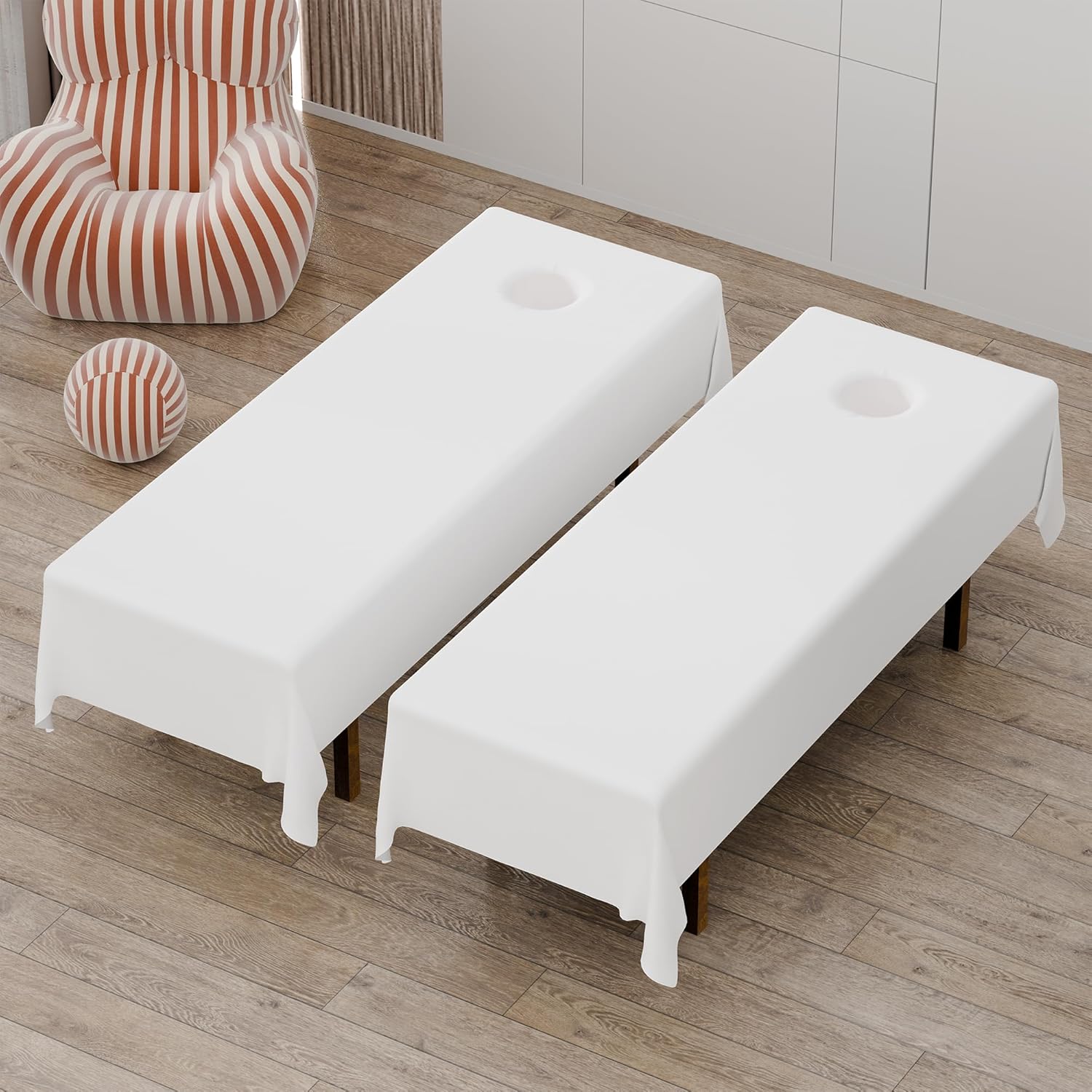 MAYOKEN® 2PCS Massage Table Sheets with Face Hole – 95" x 56" Extra-Large Polyester Cover, Wrinkle-Resistant, Machine Washable, Durable Massage Table Sheets for Professional Spa & Salon Therapy