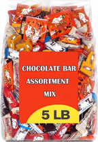 Assorted Chocolate Candy Mix, 5 Lbs Bulk, Individually Wrapped Chocolate Bars Assortment, Variety Mix includes Assorted Hershey Milk Chocolate Snack Size Miniature Bars, for Parties and Office Candy Bowl