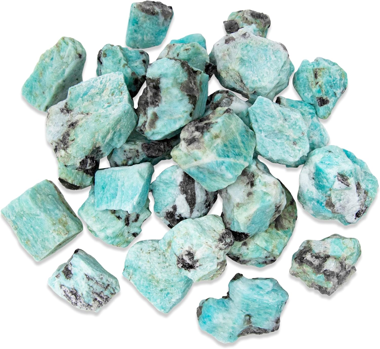 1/2 lb Amazonite Rough Stones - Natural Raw Crystals for Tumbling Cabbing Polishing Wire Wrapping Lapidary & Jewelry Making - Fountain Decoration Rocks - Reiki Yoga & Wicca Healing - Bulk Rocks