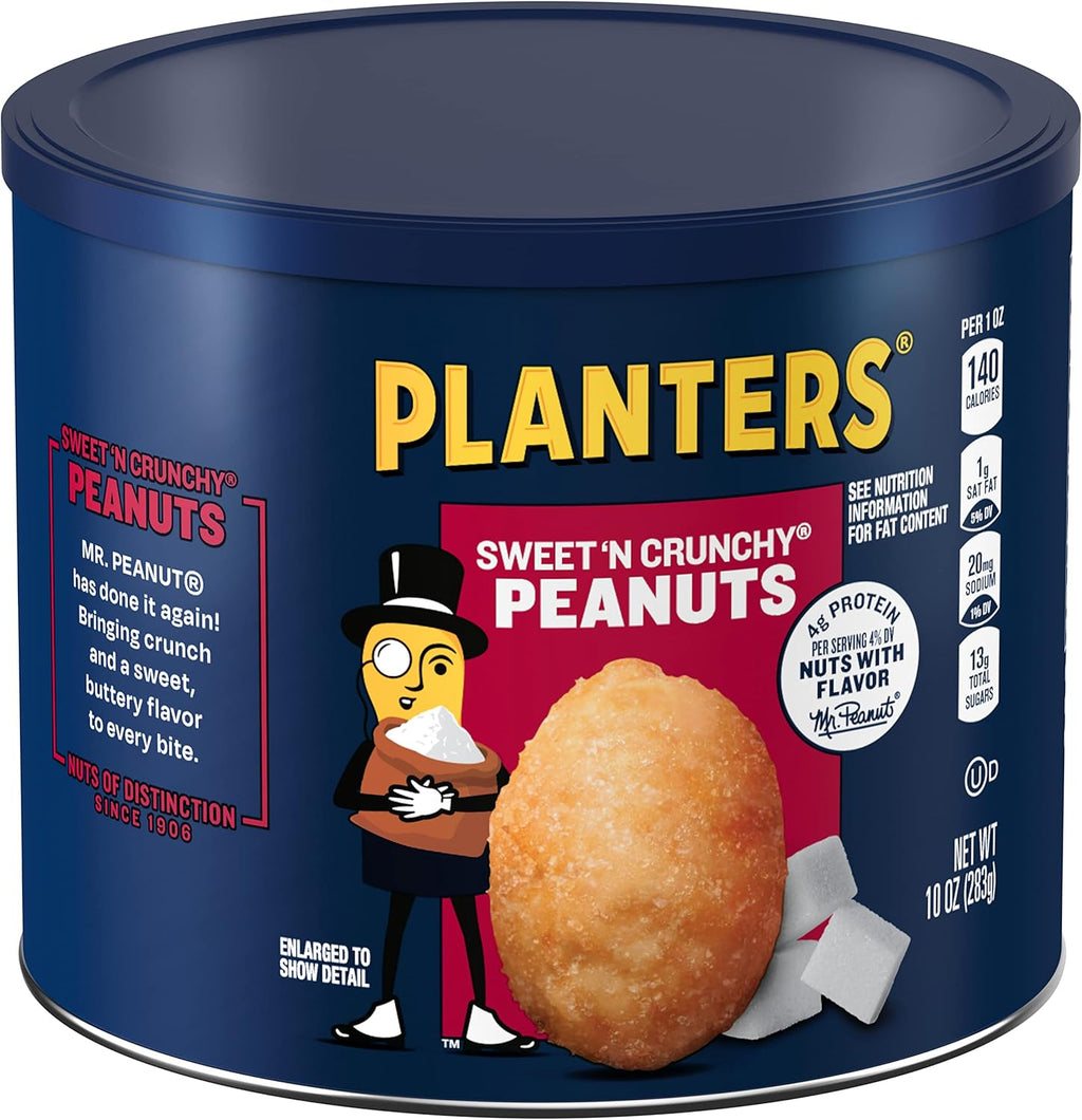 PLANTERS Sweet 'N Crunchy Peanuts, 10 oz. can (Pack of 6)