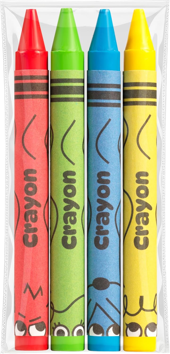 Bulk Crayons 100 Pack (25 Sets of 4) - Individually Wrapped Crayons Party Favors for Kids, Restaurants, Classrooms, Birthday Goodie Bags, School Supplies, Travel, Toddler Coloring Fun, Non-Toxic Wax