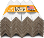 24" x 2" x 2" Reinforced Cardboard Edge Protectors, White (Pack of 100) – 0.12" Thick Medium-Duty Cardboard Corner Protectors for Shipping – American Quality V-Board Pallet Edge Guard