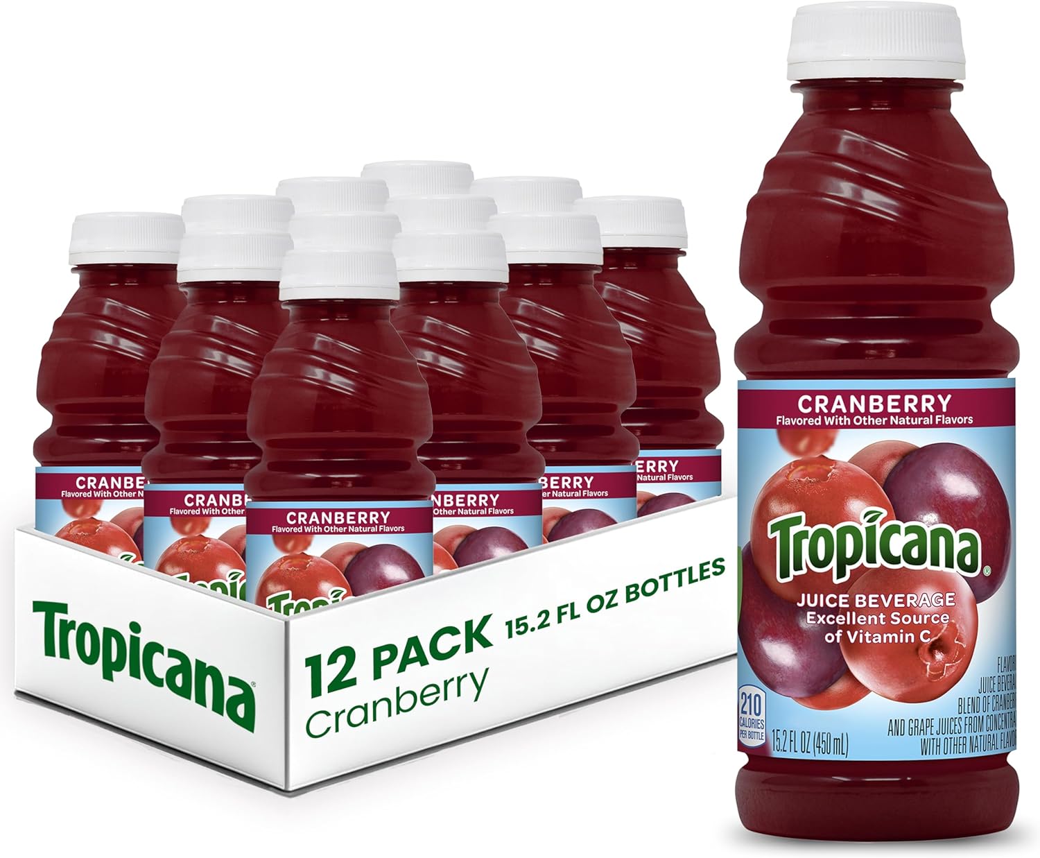 Tropicana Cranberry Juice Drink, 15.2 Ounce Bottle (Pack of 12)