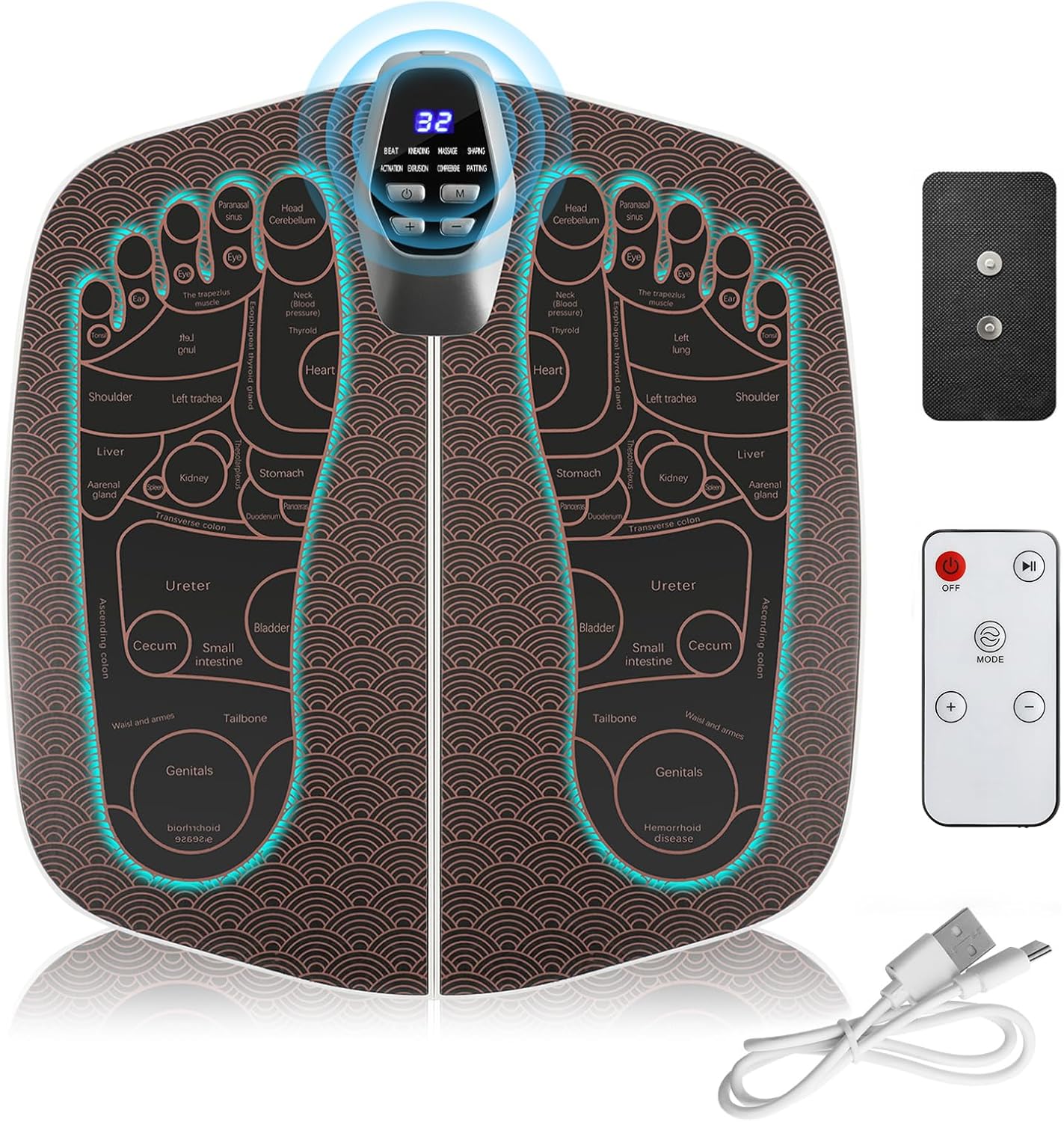 Transcutaneous Electrical Nerve Stimulator for Pain Relief, EMS Foot Stimulator for Increase Blood Flow Circulation,Temporarily Reduce Lower Extremity Pain.Gifts for Friends and Parents.