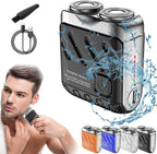 Skywortl Mini Shaver, Beard Shavers Portable Suitcase Design Razor, Mini Portable Electric Shaver for Men Waterproof, Fast Charging Long Battery Life Double-Ring Magnetic Cutter for Travel (Black)