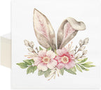 Whaline 20 Pcs Easter Luncheon Napkins Disposable Paper Napkin Decorative Rabbit Bunny Ear Floral Greenery Dessert Dinner Hand Napkin for Spring Home Party Table Supplies Decor