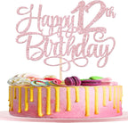 Rsstarxi 1 Pack Pink Happy 12th Birthday Cake Topper Number 12 Twelve Years Old Birthday Cake Pick Decoration for Girls12th Birthday Anniversary Party Decorations Supplies