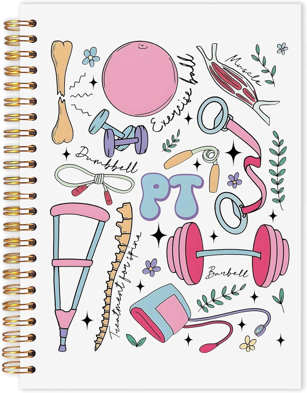 Physical Therapy Spiral Notebook, PT Physiotherapy Gifts Journaling Notebooks, Physical Therapist Gifts for Women Journal, Therapeutic Gifts Notebooks for Note Taking, 5.5x8.3 Inch
