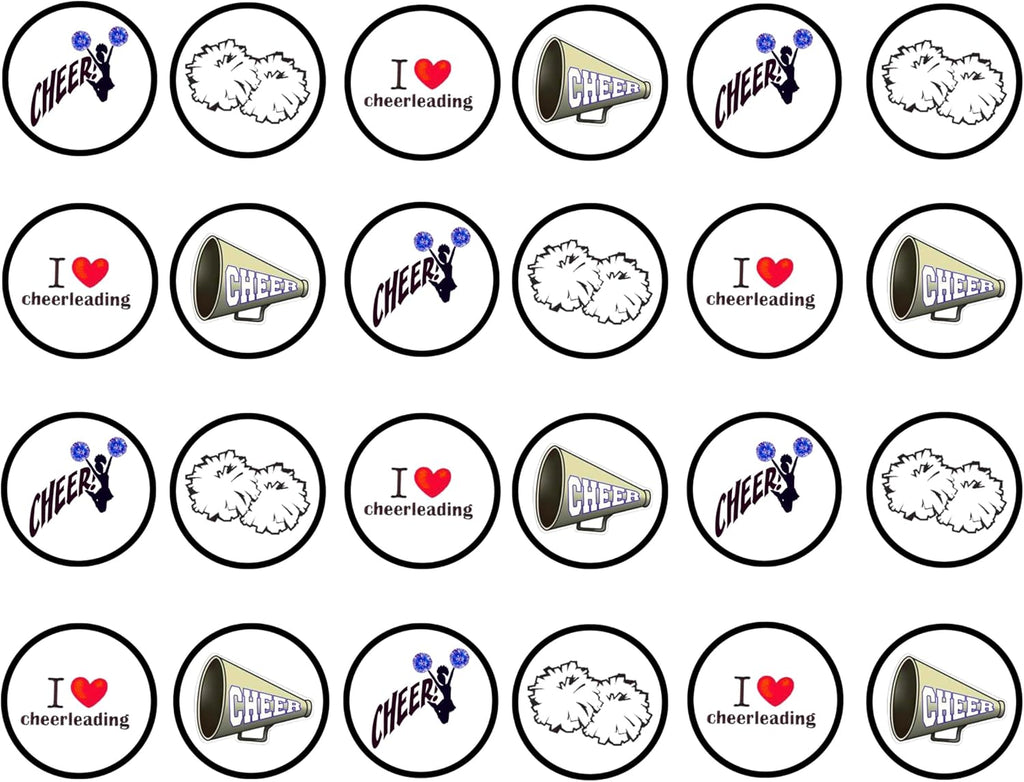 Cheerleader Edible Cupcake Toppers – Cheerleading-Themed Decorations for Squad Parties & Sports Events UNCUT (48 x 3cm/1.18 Inch Discs)
