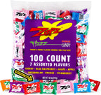 Zotz Fizzy Bulk Candy (Assorted, 100 Units)- Hard Candy Individually Wrapped- Assorted 7 Fruit Flavors, Cherry, Watermelon, Strawberry, Blue Raspberry, Apple, Orange & Grape- From Italy Since 1970