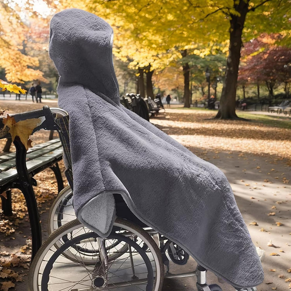 Wheelchair Blanket Warmer Cover for Adults: Winter Thicken Thermal Travel Blanket for Seniors, Windproof Wheelchair Winter Knee Blanket (Grey)